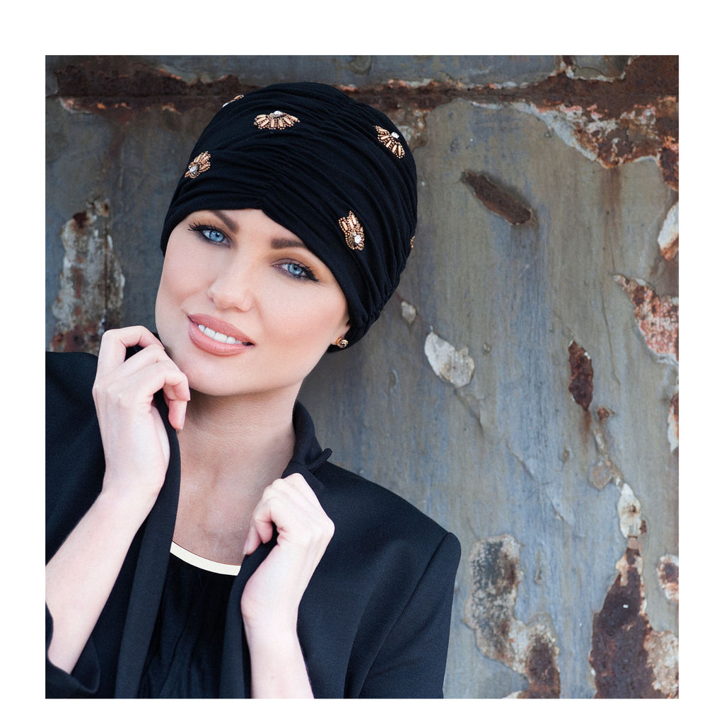 Diamond Turban Black Golden Shell