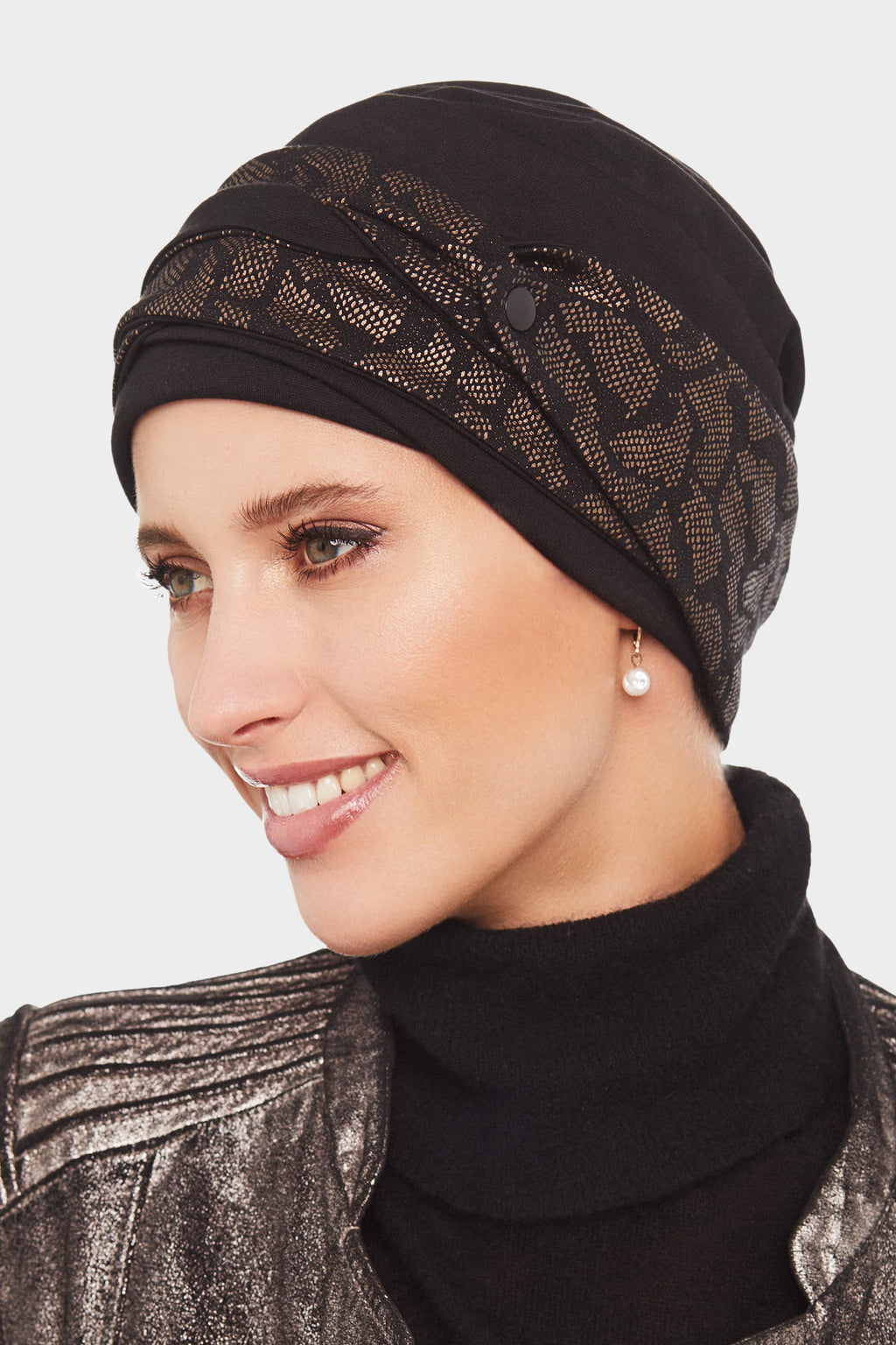 Maya Turban Set - Black Snake Gold