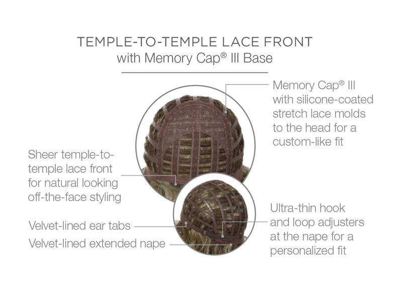 Temple-To-Temple Sheer Lace Front, Memory Cap® III Base